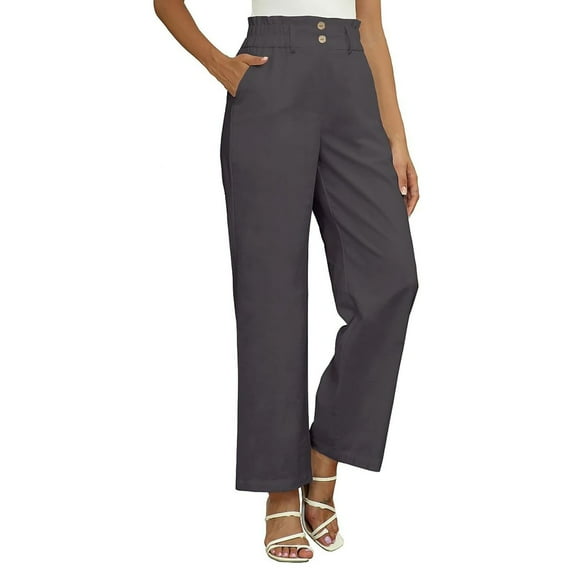 CHWGFWL Lightweight Summer Pants Women's Women's'S Fashion High Waisted Slimming Straight Leg Elastic Waist Casual Pants Women's Vacation Outfits Bottoms for Women's Trendy Comfy Pants(Gray ,XXL)