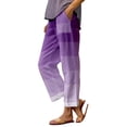 thumbnail image 1 of CHWGFWL Pants for Women Trendy Women's Non Drawstring Pocket Floral Cotton Linen Casual Pants Business Casual Outfits for Women Plus Size Loose Fitting Pants for Women (Sky Blue ,XL), 1 of 3