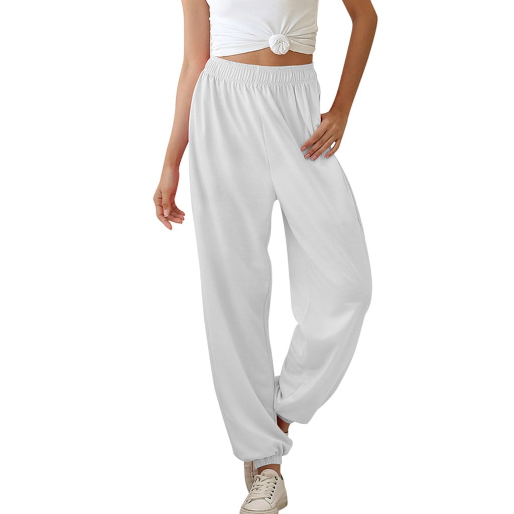 CHWGFWL Trousers Pants for Women Women's Active Elastic Waist Workout