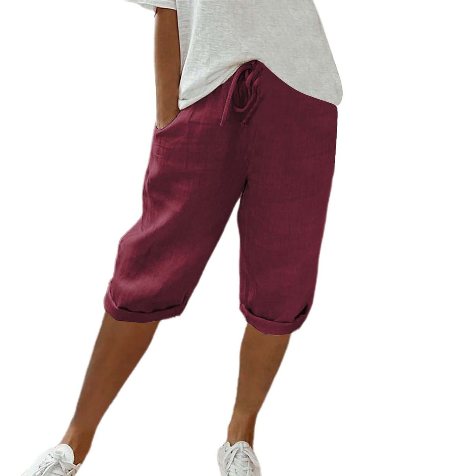 CHWGFWL Wide Leg Trousers Women Women's Knee Length Short Pants