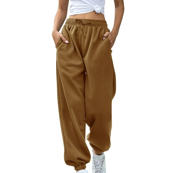 CHWGFWL Women Dress Pants Women's Bottom Sweatpants Joggers Pants Workout High Waisted Yoga Pants With Pockets Pants for Women Womens Trousers High Waisted(Brown,M)