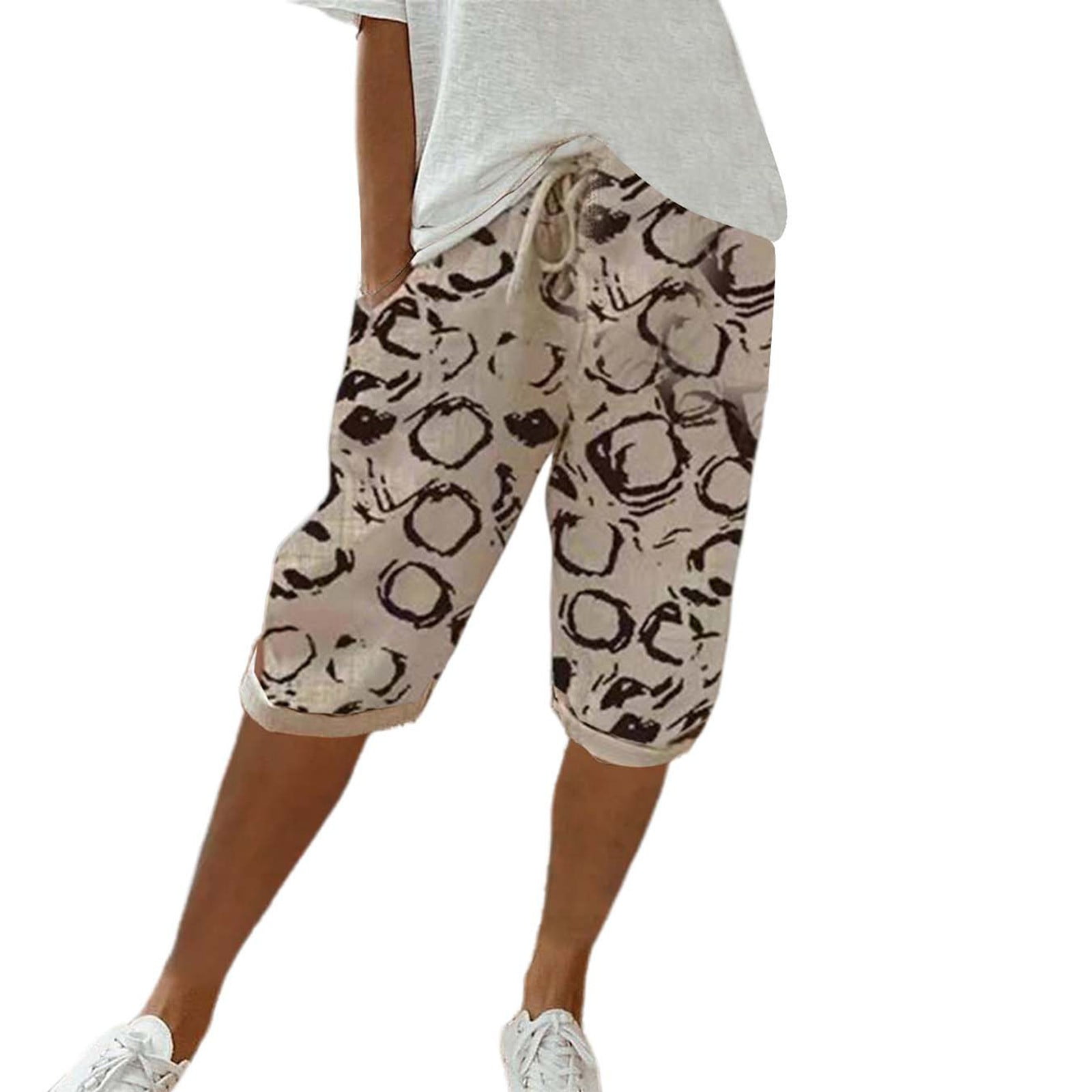CHWGFWL Women Pants Women's Knee Length Short Pants Ladies