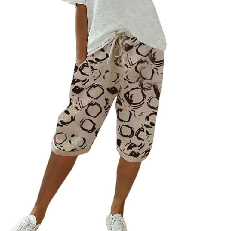 CHWGFWL Women Pants Women's Knee Length Short Pants Ladies Loose