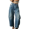 thumbnail image 1 of CHWGFWL Women's Capri Jeans Women's Baggy Jeans High Waisted Skinny Stretch Haren Pants Wide Legged Pants Womans Shorts(Dark Blue,XXL), 1 of 6