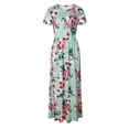 thumbnail image 1 of CHWGFWL Women's Casual Floral Printed Dress Short Sleeve Maxi Dress with Pockets(Green,XL), 1 of 9