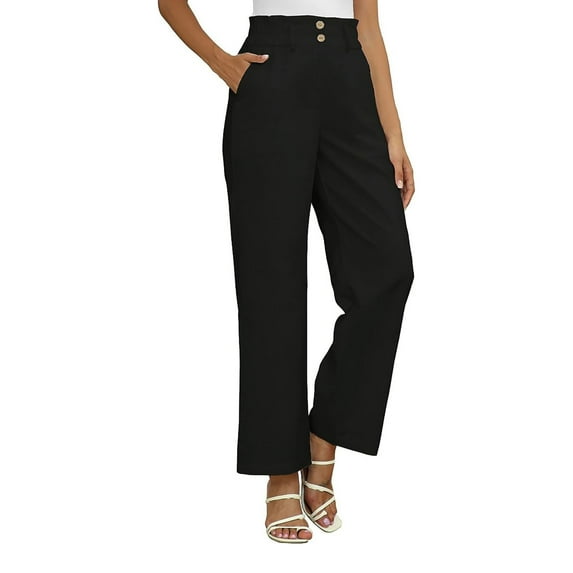 CHWGFWL Women's Elastic Waist Pants Women's'S Fashion High Waisted Slimming Straight Leg Elastic Waist Casual Pants Black Flowy Pants for Women's Women's Dress Slacks (Coffee ,L)