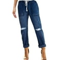 thumbnail image 1 of CHWGFWL Womens Capri Women Stretchy High Waisted Straight Leg Starp Boyfriend Jeans Frayed Ankle Denim Pants Denim Shorts for Women(A,M), 1 of 6