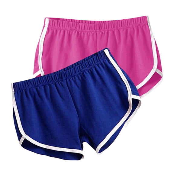 CHWGFWL Womens Pull On Shorts Active Casual Shorts Women's Yoga Sports Summer Shorts Yoga Shorts Exercise Running Fitness Shorts 2Pc Gauze Shorts for Women Pantalones Cortos Para Mujer (Dark Blue,S)