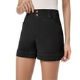 thumbnail image 1 of CHWGFWL Work Pants Women Women Stretch Twill Shorts Summer Stretchy Jean Shorts Casual Chino Shorts High Waist Denim Shorts Shorts Womens Dress Pants Business Casual Pants for Women (Black,S), 1 of 6