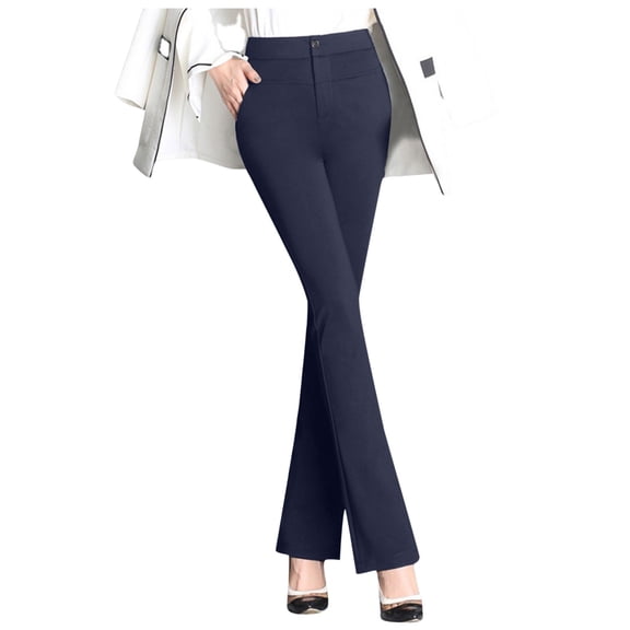 CHWGFWL Work Pants Women Women Stretchy Work Business Casual Straight Leg Trousers High Waist Pants Womens Dress Pants Business Casual Pants for Women Flowy Pants for Women(Blue,XXXXL)