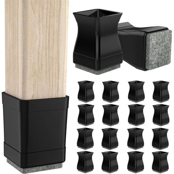 CHWM Square M(1.16-1.42") Chair Leg Protectors for Hardwood Floors,Chair Leg Covers, Silicone Furniture Cups/Caps,with Felt Pads,16 Pack.