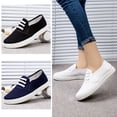 thumbnail image 1 of CHWshoes Canvas Tennis Shoes for Women Low Top Casual White Black Sneakers for Women Slip on Fashion Comfortable Walking Shoes，Blue Size 39, 1 of 3