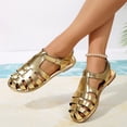 thumbnail image 1 of CHWshoes Closed Toe Sandals Women, Comfortable Fisherman Sandal for Womens Wide Width Summer Dressy Wedge with Adjustable Strap，Gold Size 38, 1 of 6