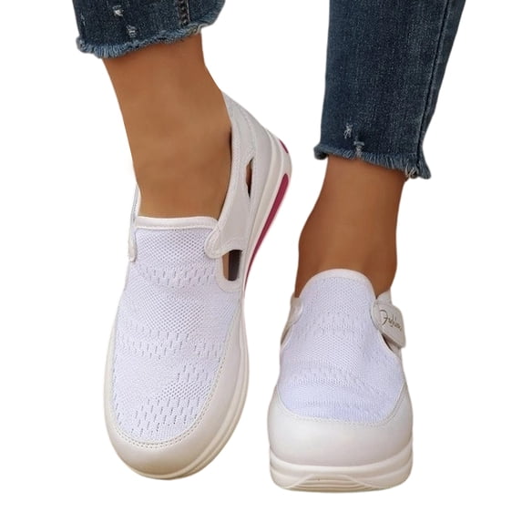 CHWshoes Shoes For Women Sneakers Slip Ons Canvas Shoes Fashion Casual Summer Low Top Platform Walking Flats Loafers,White Size 41