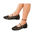 thumbnail image 1 of CHWshoes Square Toe Lace Ballet Crochet Flats Women Closed Toe Shoes Comfortable Dressy Walking Shoes，Black Size 36, 1 of 6