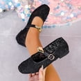 thumbnail image 1 of CHWshoes Women's Floral Embroidered Mesh Mary Jane Flats Square Toe Buckle Strap Breathable Ballet Shoes for Dressy Trendy Work Office Wedding Daily Ballerina，Black Size 41, 1 of 5