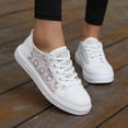 thumbnail image 1 of CHWshoes Women's Mesh Lace Floral Lace Up Fashion Sneakers Hollow Out Breathable Low-Top Shoes, Suitable for Sports, Daily Walks Outdoor Dressy Casual Footwear White Size 41, 1 of 7