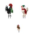 CHXonu 3pcs Christmas Chicken Garden Insert Art Decoration Christmas