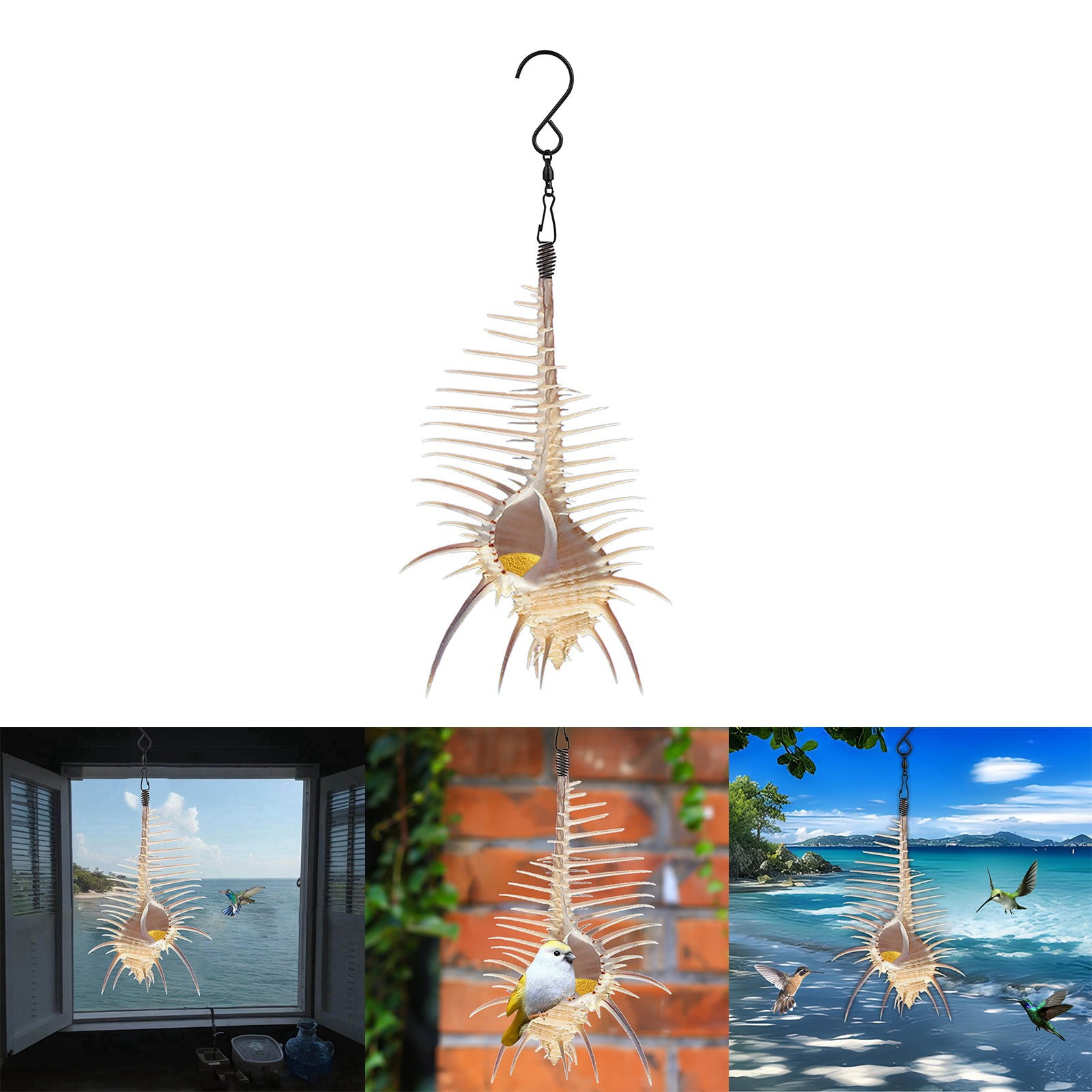 CHXonu Hanging Hummingbird Conch Shape Bird Feeder For Outdoors Windows