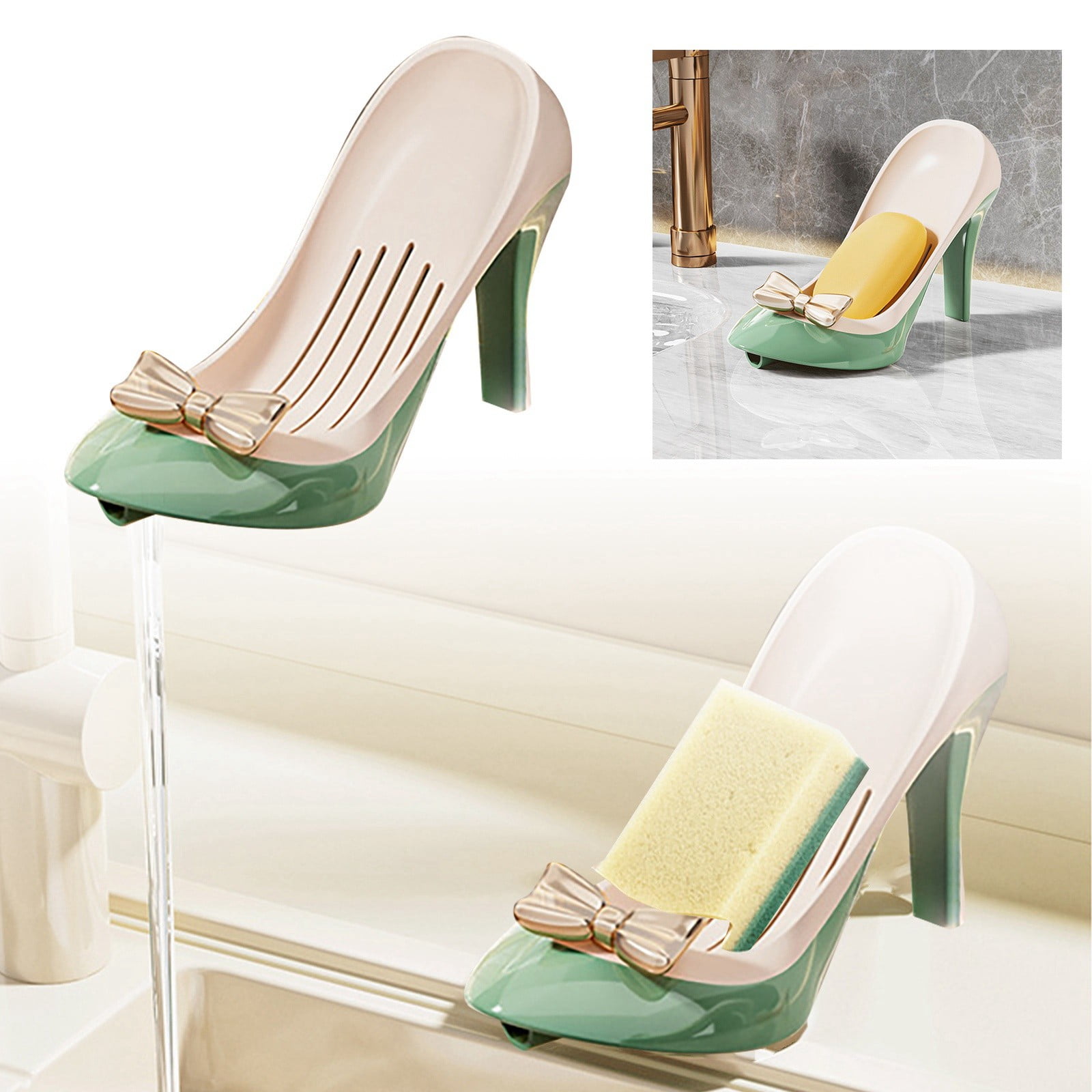 CHXonu High Heels Soap Dish Self Draining Soap Dish Shower Suction Cup