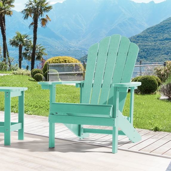 CHYVARY 1 Peak Outdoor Adirondack Fire Pit Plastic Chair for Deck,Poolside,Beach and Backyard, Light Green