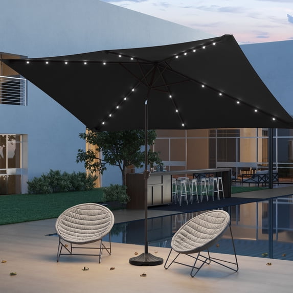 CHYVARY 10 x 6.5ft LED Outdoor Patio Umbrella Rectangular Market Outside Table Umbrella for Deck, Poolside and Yard, Black