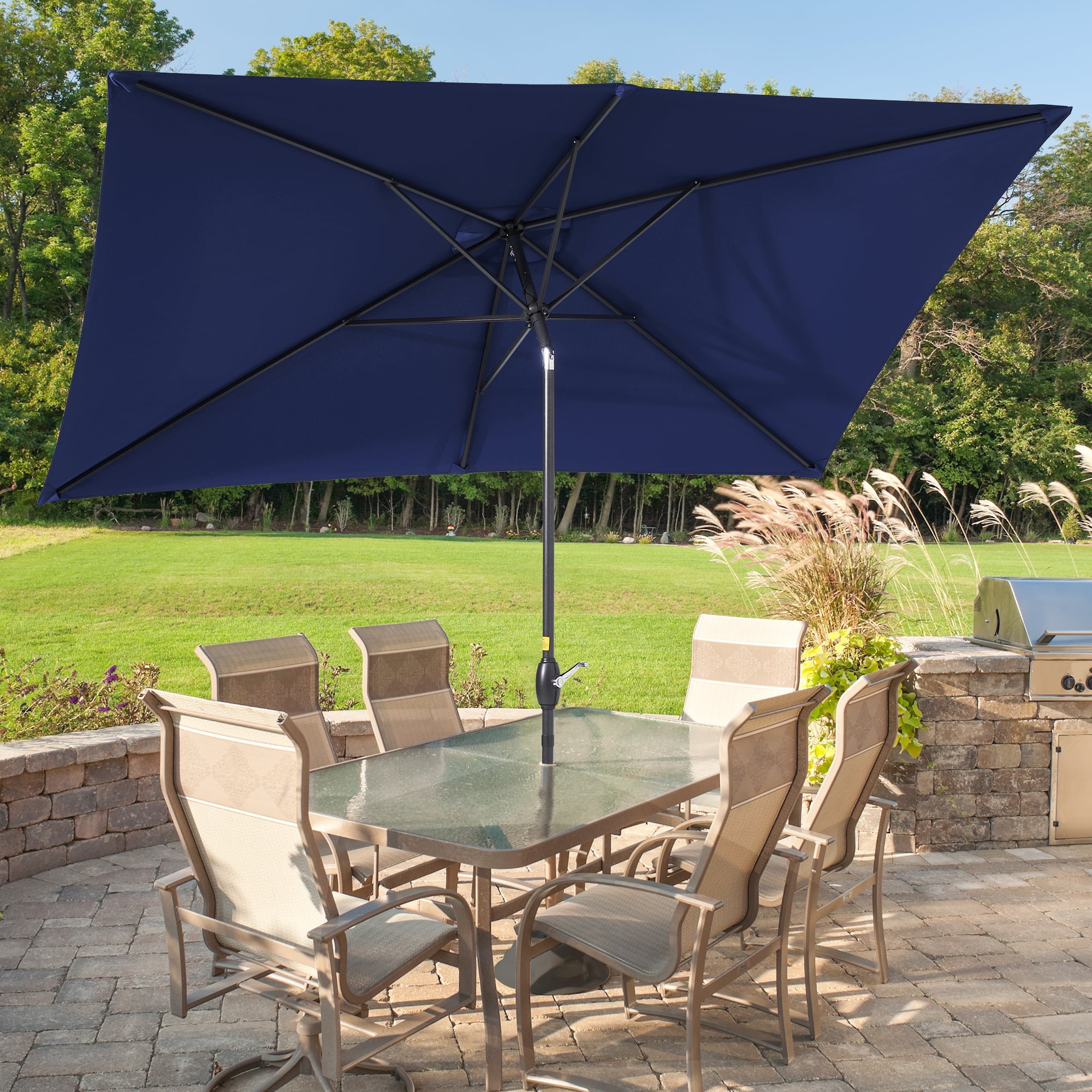 CHYVARY 10 x 6.5ft Patio Rectangular Umbrella Patio Market Outside Table Umbrella for Deck, Poolside and Patio, Navy Blue