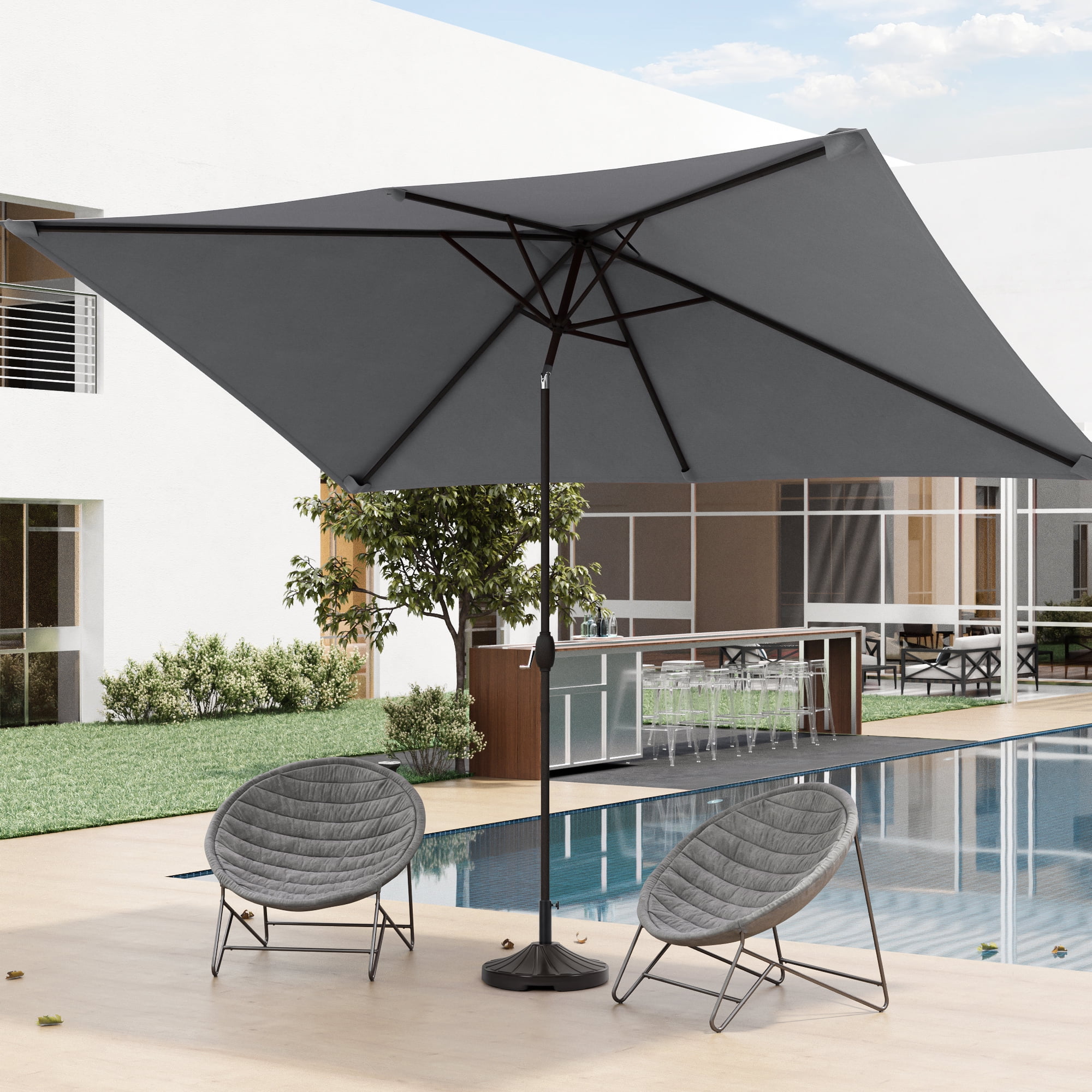 CHYVARY 10 x 6.5ft Patio Umbrella Outdoor Table Umbrella for Deck, Poolside and Garden, Cold Gray