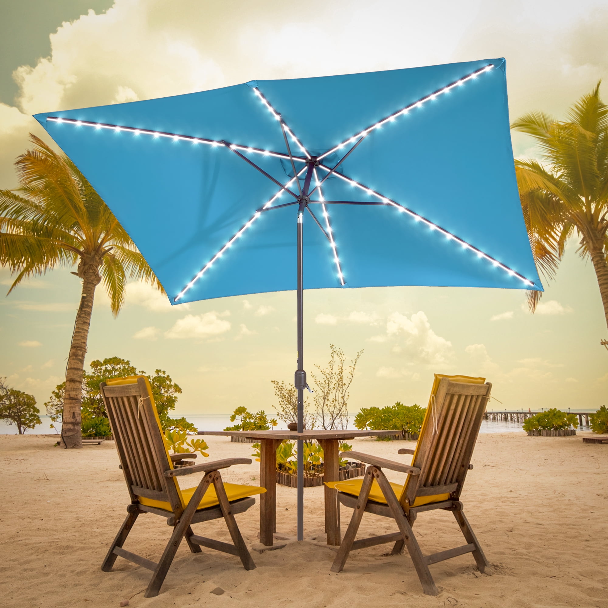 CHYVARY 10 x 7 ft LED Outdoor Patio Rectangle Aluminum Frame Table