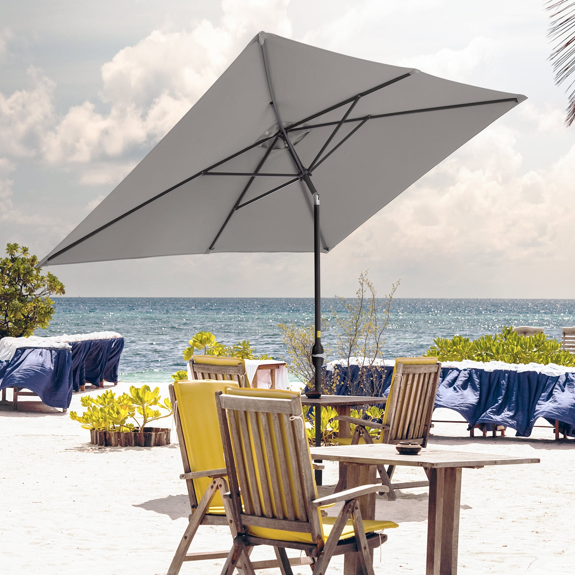 7 x 10 patio umbrella CHYVARY 10 x 7 ft Outdoor Patio Rectangle Market Umbrellas, Aluminum Frame  Table Umbrella for Patio, Deck and Pool,Gray