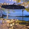 thumbnail image 1 of CHYVARY 10ft LED Outdoor Round Offset Umbrella w/ Solar Lights, Patio Cantilever Hanging Umbrella for Deck, Poolside and Garden, Navy Blue, 1 of 9
