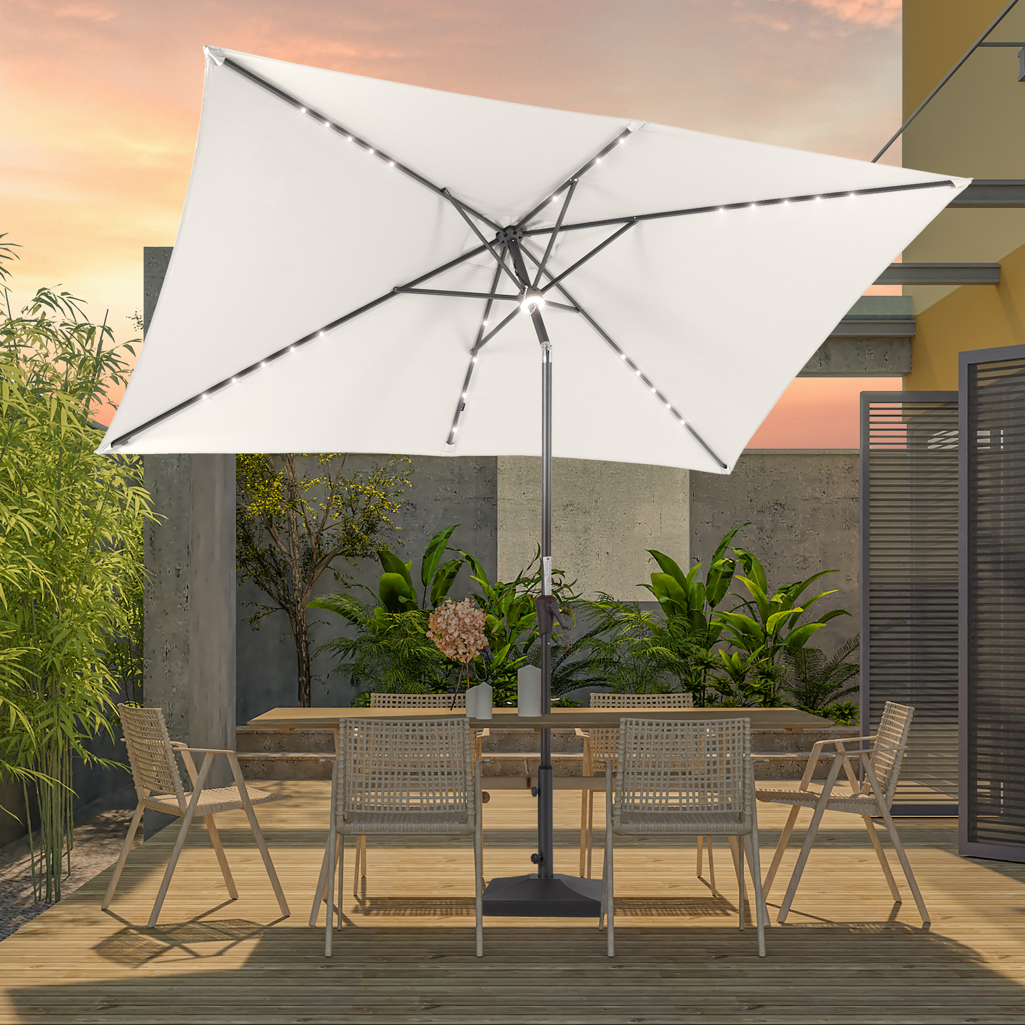 CHYVARY 10x6.5ft Patio LED Market Shade Table Umbrella for Patio and ...
