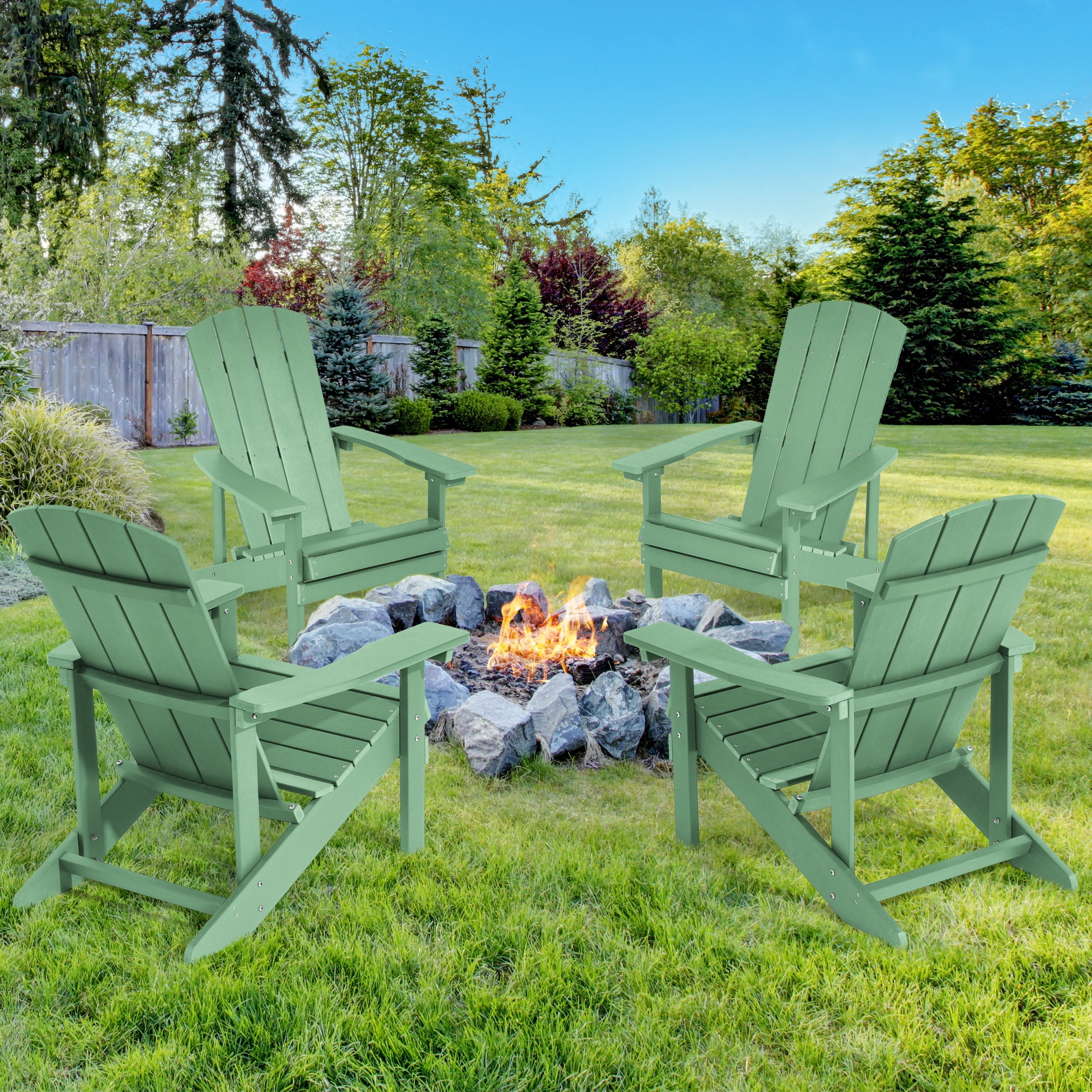 CHYVARY 2 Peaks Adirondack Chairs, Fire Pit Outdoor Patio Furniture ...