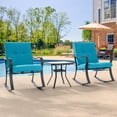 thumbnail image 1 of CHYVARY 3 Pcs Outdoor Patio Steel Lounge 2 Rocking Soft Chair Sets with Tempered Glass Table for Patio and Garden,Lake Blue, 1 of 8