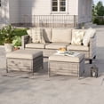 thumbnail image 1 of CHYVARY 3-Piece Patio Sofa Set Rattan Outdoor Furniture Set Three-Seat Sofa Ottomans Suiting Backyard, Poolside and Patio,Sand, 1 of 6