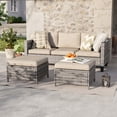 thumbnail image 1 of ACEGOSES 3-Piece Patio Sofa Set Rattan Outdoor Furniture Set Three-Seat Sofa Ottomans Suiting Backyard, Poolside and Patio,Sand, 1 of 6