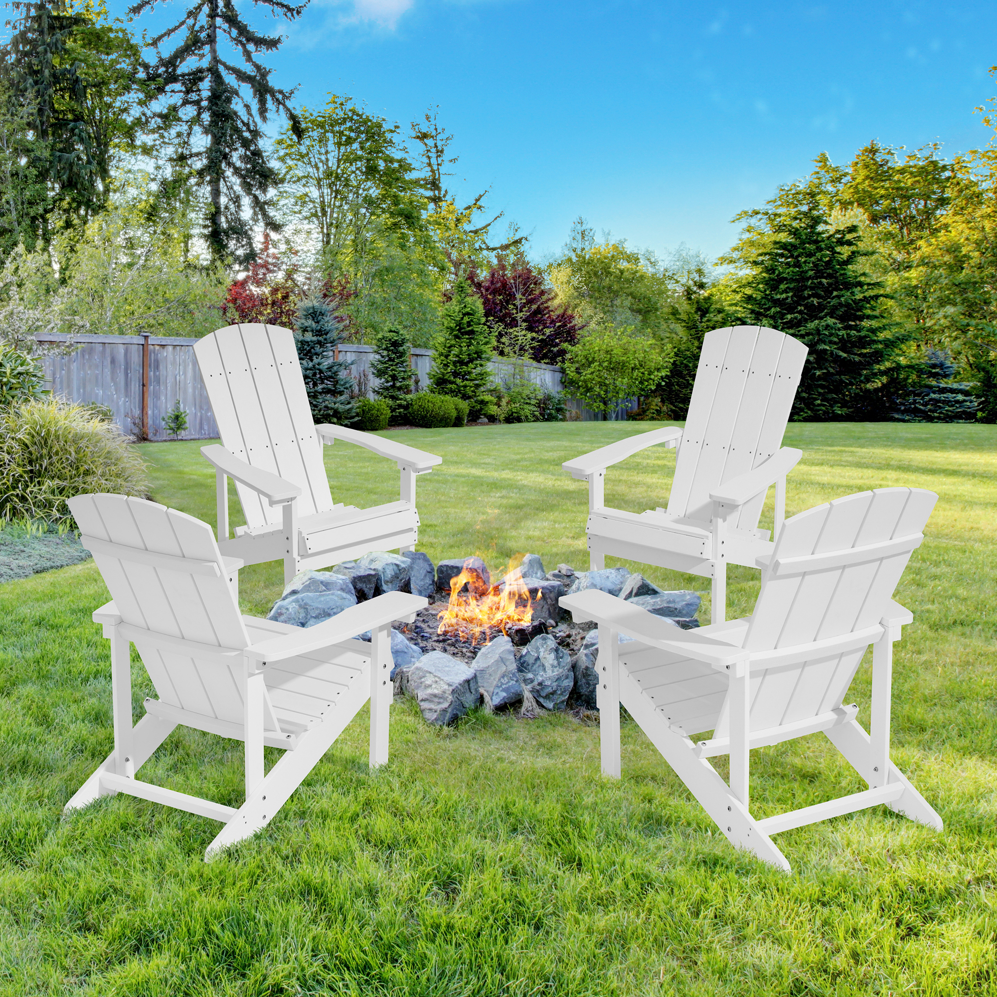 CHYVARY 4 Peaks Adirondack Chairs, Fire Pit Outdoor Patio Furniture ...
