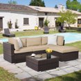 CHYVARY 5Piece Patio Conversation Set, Sectional AllWeather PE Rattan