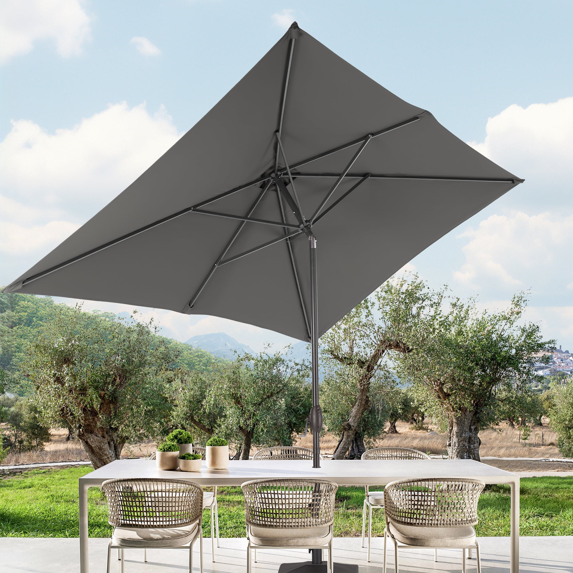 CHYVARY 6x9ft Outdoor Patio Deck Market Umbrella, Outside Table