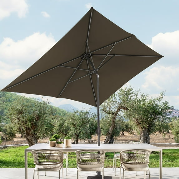 CHYVARY 6x9ft Outdoor Patio Deck Market Umbrella, Outside Table Umbrellas with Non-Fading Polyester canopy,Taupe