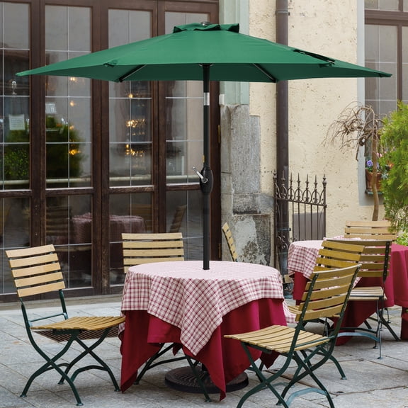 CHYVARY 7.5 FT Patio Outdoor Shade Table Market Umbrella with Tilt Button for Deck, Garden and Pool, Dark Green
