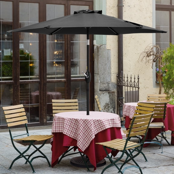 CHYVARY 7.5 FT Patio Shade Umbrellas with Tilt Button for Patio, Outdoor, Garden and Pool, Black