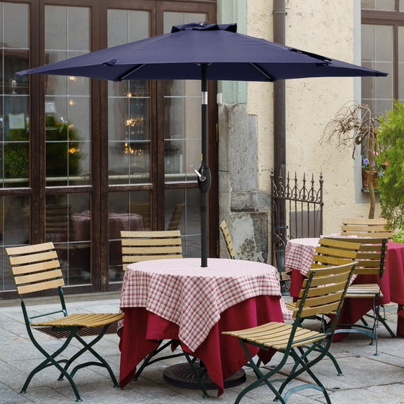 CHYVARY 7.5 FT Patio Shade Umbrellas with Tilt Button for Patio, Outdoor, Garden and Pool,Navy Blue