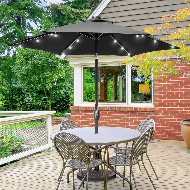 canvas market patio umbrella 9-ft Market Umbrella- Canvas w/ Tassels