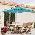thumbnail image 1 of CHYVARY 8.2×8.2ft LED Outdoor Patio Offset Hanging Cantilever Umbrellas W/8 Ribs for Backyard,Poolside and Garden,Lake Blue, 1 of 7