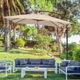 thumbnail image 1 of CHYVARY 8.2 x 8.2ft Outdoor Patio Offset Hanging Cantilever Umbrella with a Base for Deck, Poolside and Garden,Sand Brown, 1 of 7