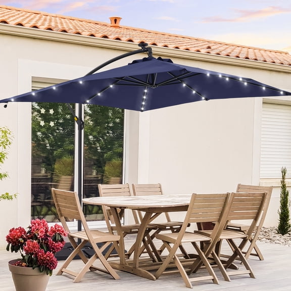 CHYVARY 8.2ft Navy Blue Offset Patio Umbrella Rectangular Shape, UV-resistant