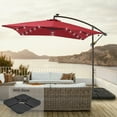 thumbnail image 1 of CHYVARY 8.2x8.2ft LED Outdoor Patio Offset Hanging Cantilever Umbrella W/Base for Deck,Poolside and Patio,Red, 1 of 9