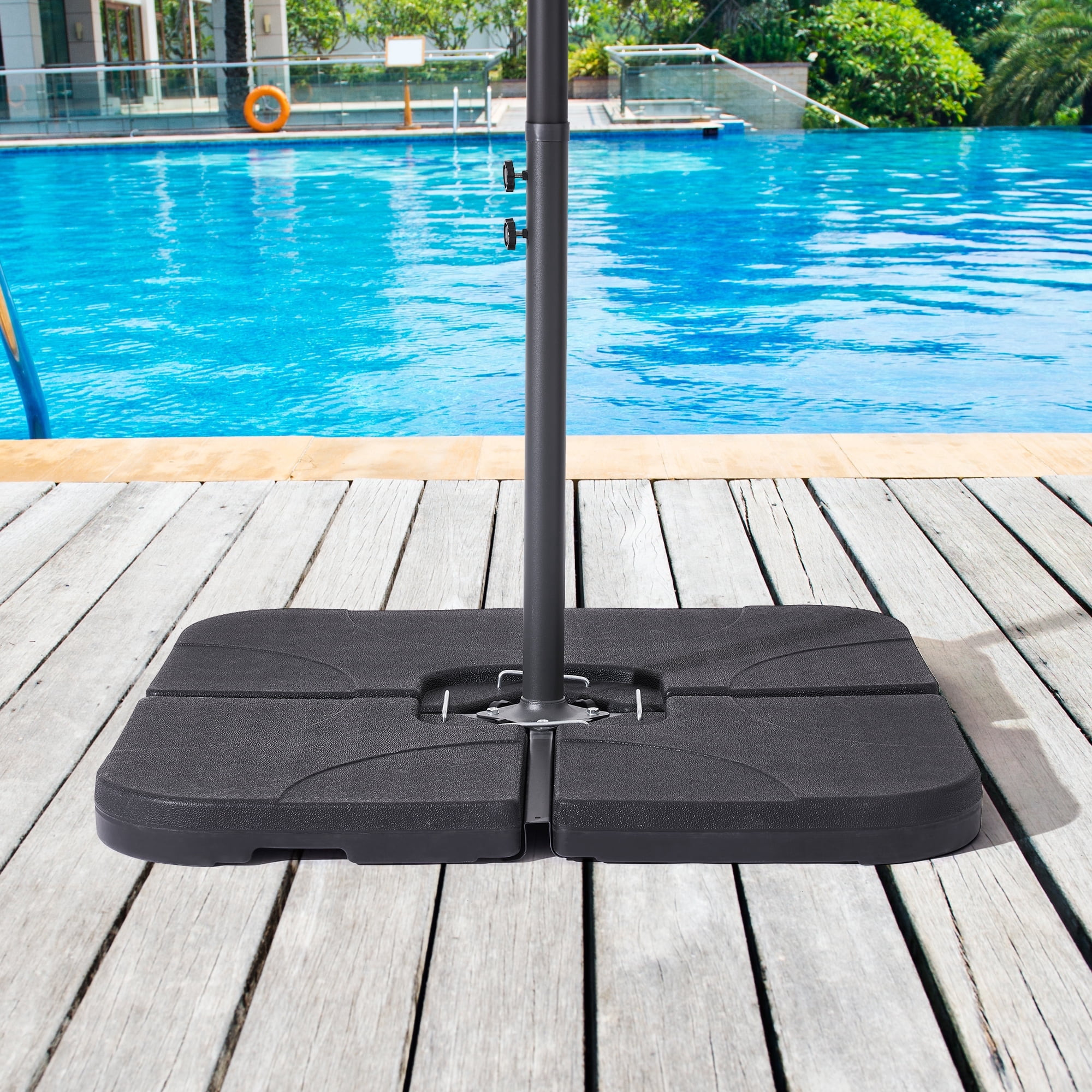 CHYVARY 176 lbs Plastic Patio Umbrella Base for 9 to 10 ft Offset Umbrella, Square Cantilever Umbrella Stand for Outdoor Use, Black