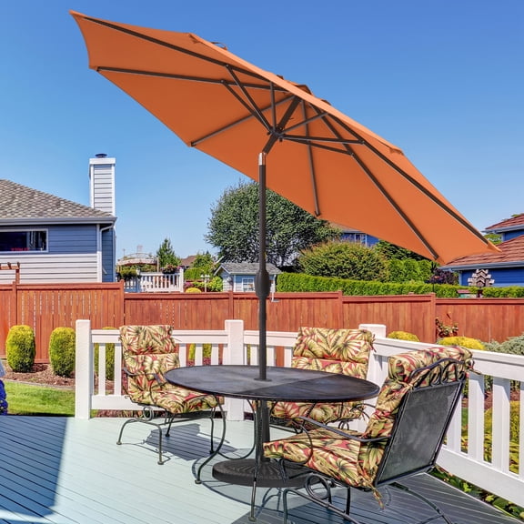 CHYVARY 9ft Patio Umbrella Round Market Outside Table Umbrella for Deck, Poolside and Patio, Orange